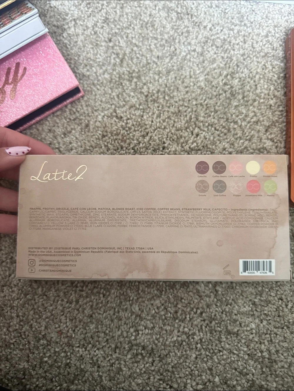 Dominique Cosmetics latte 2 palette
